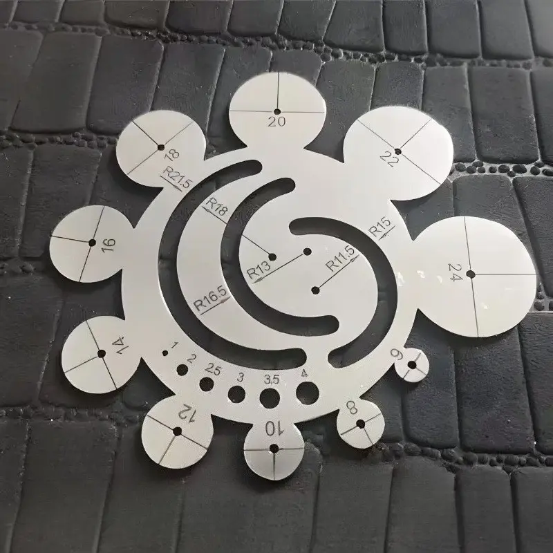 Model C Stainless Steel Radius Arc Gauge, Circle Template Angle Measuring Tool For Leather Craft