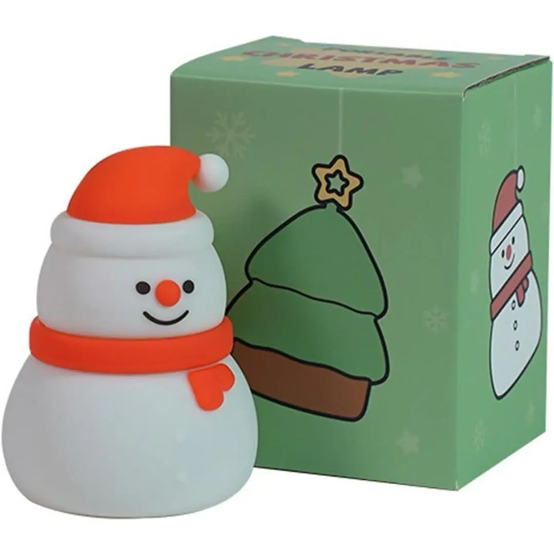 Snowman Silicone Night Light - RGB Color-Changing Touch Control, Rechargeable Dimmable Mood Lighting, 2.5W 3.7V 200mAh Battery, Festive Kids' Classic Novelty Toy for Elderly, About 3 Hours Runtime Christmas Gifting Bedside Lamp