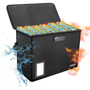 Fireproof & Water-Resistant Comic Book Storage Box, Moistureproof Heavy Duty Black Comic Short Bin with Lock, Label Window and Fire Zipper, Holds 150-175 Comics