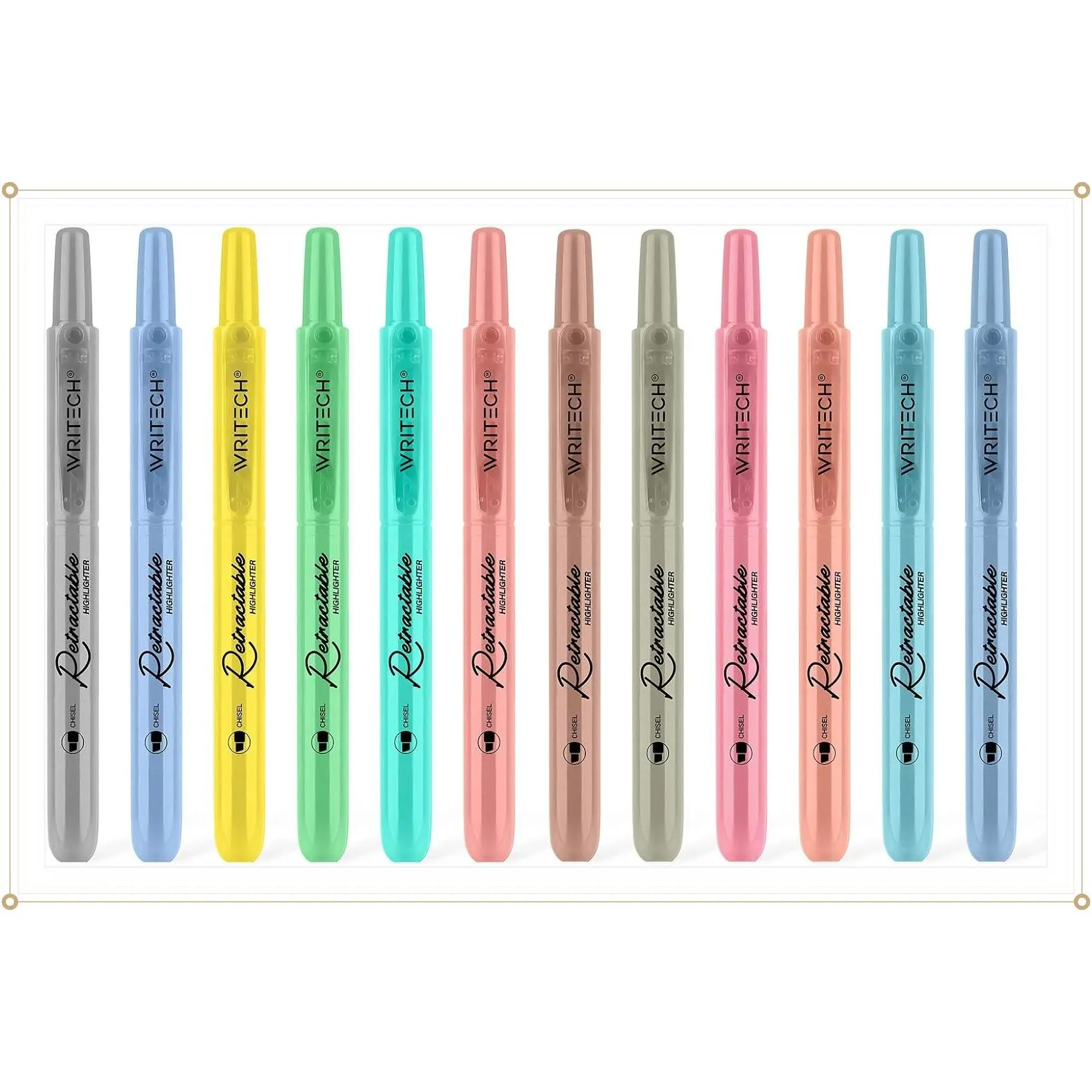 Retractable Highlighters Assorted Colors: Chisel Tip Click Aesthetic Highlighter Marker Pens Pack Multi Colored Ink No Bleed Smear for Highlighting Journaling (12ct Mild+Vintage)Gift