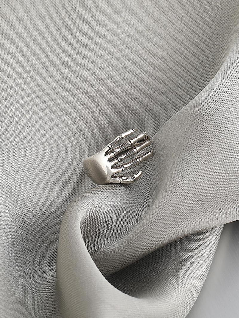 1 Piece Women's Trendy Plain Skull Hand Design Alloy Ring, Personalized Fashion Street Hip Hop Style Party Accessories