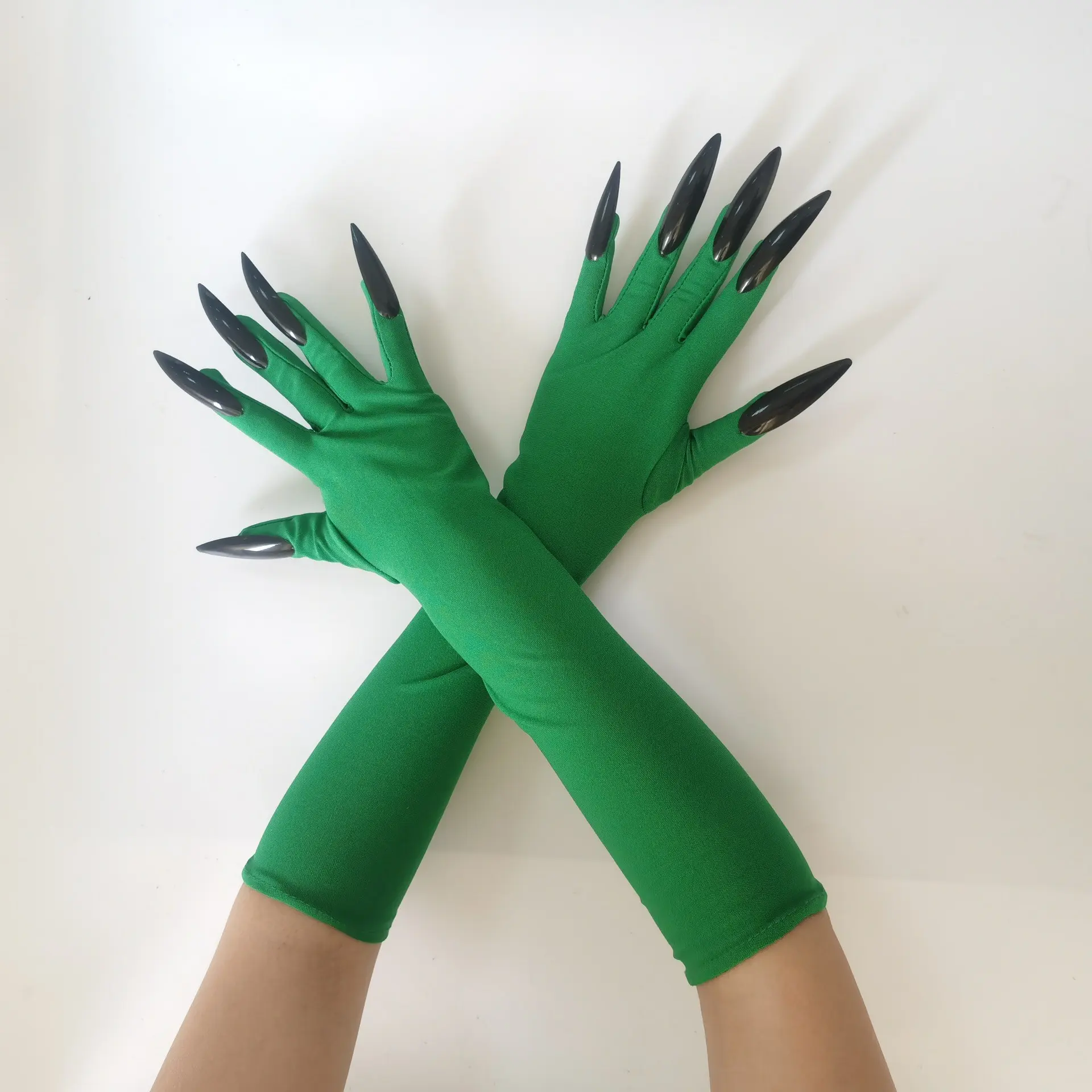 Halloween Long Fingerless Ghost Claw Gloves, Elastic Sexy Leopard Print Claw Gloves, Performance Props, Perfect for Halloween Parties