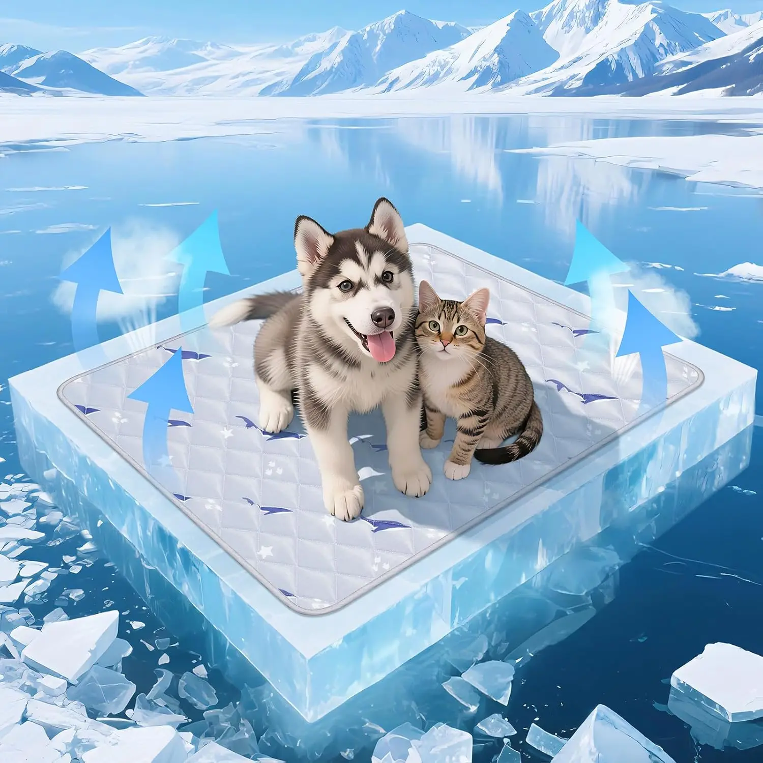 Dog Cooling Mat, Cooling Mat for Dogs, Breathable Dog Bed with Non-Slip Design, Portable & Washable Pet Pad for Indoor, Outdoor, Crate, Summer Cat Bed, Cool Pet Pad, Gel-Free