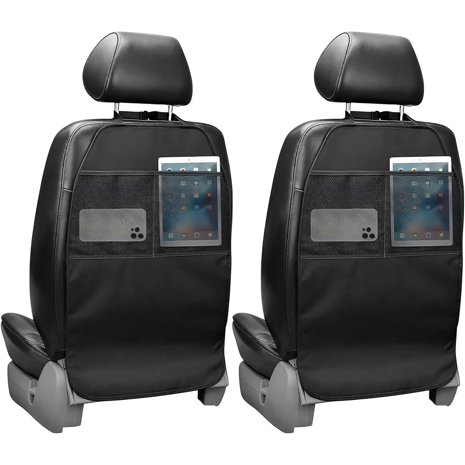 2 count Kick Mat  Seat Protector,  Auto Seat  Cover Protector with 2 Mesh Pockets, Anti-Mud Backseat Protective Cover Large Kick Mats for   SUV