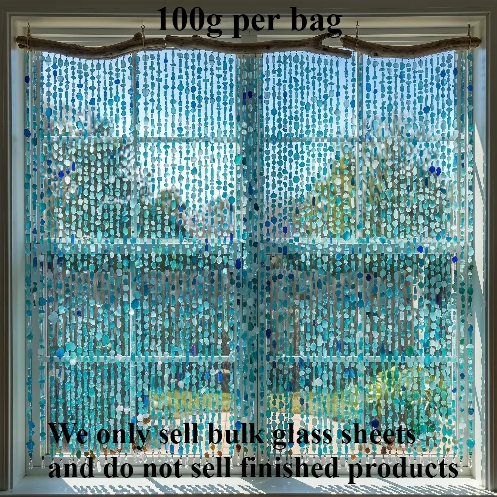 100g mixed sea glass pieces, used for beach wedding party decoration, home decoration DIY craft supplies, broken glass vase filling, aquarium navigation decoration, artistic crafts flat frosted dyed stones, glass crafts.