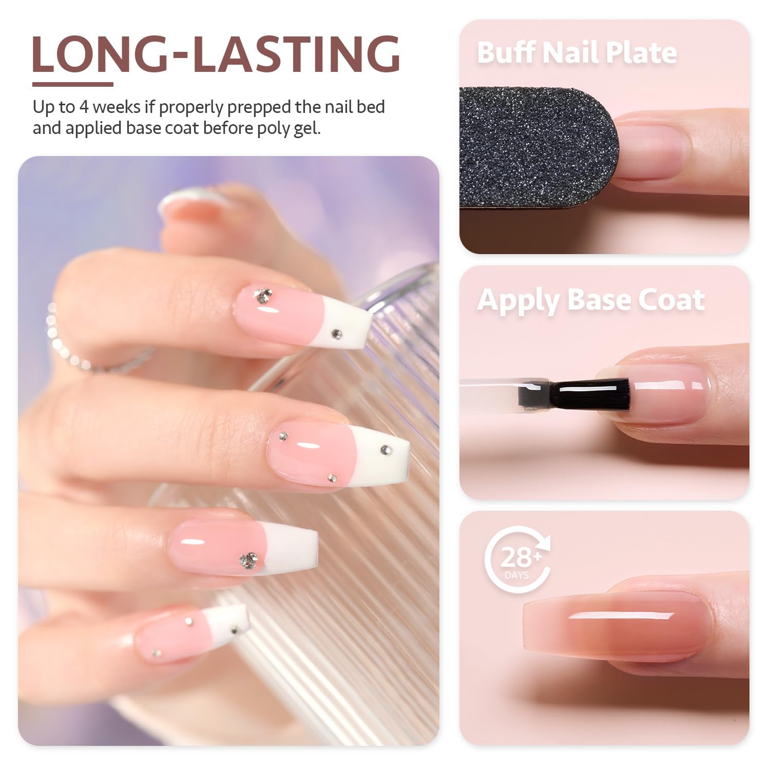 Poly Extension Gel Nail Kit with Lamp, 8 Colors Poly Extension Gel Nail Kit with Base Top Coat, Manicure Salon French Nail Art DIY Kit for Home and Salon, Christmas Gift, Polygel Nail Kit, Poly Gel Nail Kit Complete