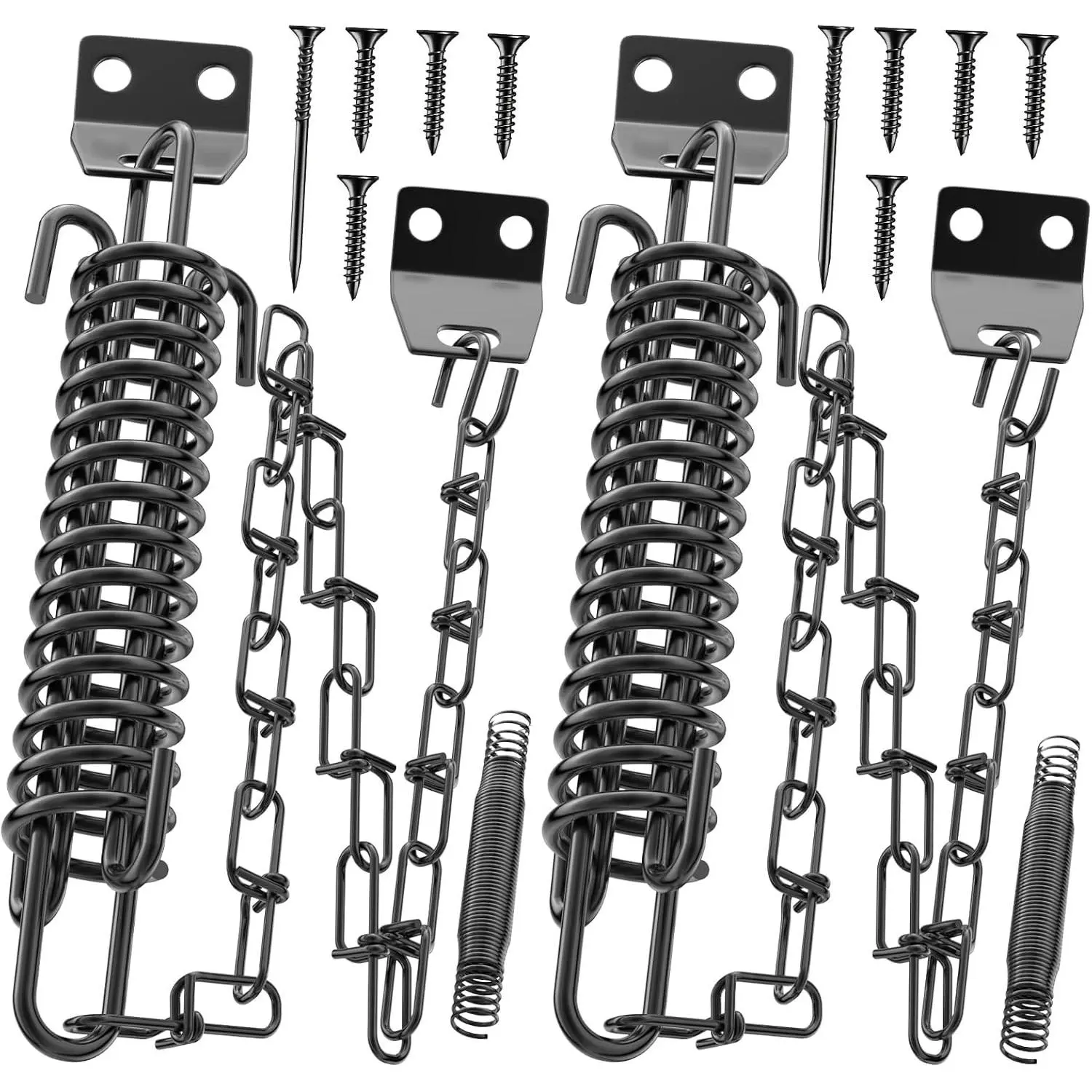 Screen Door Chain for Door Spring - 2 Pack Storm Door Chain Spring for Wind Safety Storm Door Closer Stop Front Screen Door   Opening , Heavy Duty Hardware Door Stopper Chain