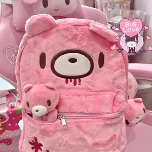 Y2K Pink Plush Bear Backpack Kawaii Creepy Cute Doll Bag Goth Punk Stuffed Animal Rucksack Women Girls Harajuku Streetwear Novelty & Gag Toys Gift