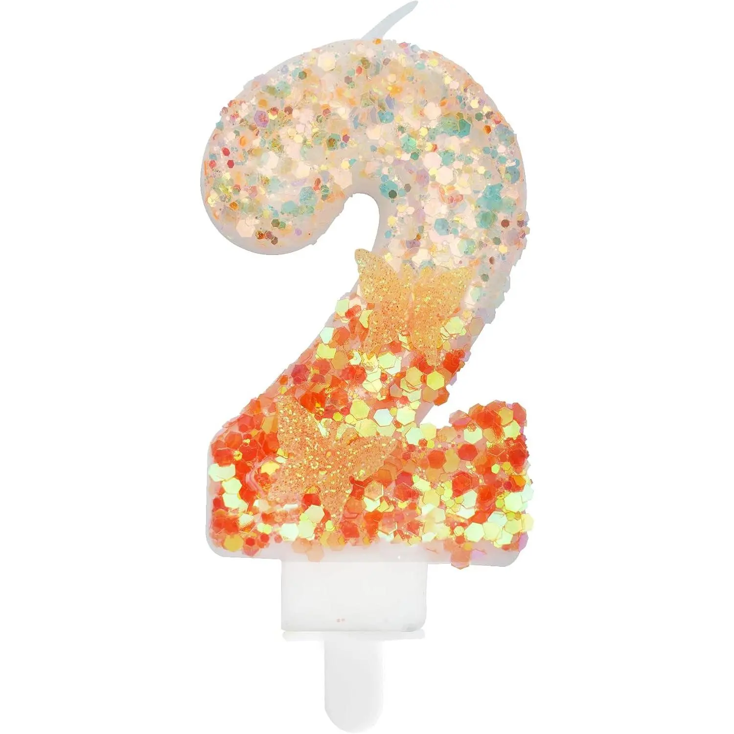 Number 2 Candle, Orange Butterfly Candle 2 Birthday Number Candles 2 for Cake Candles Party Supplies