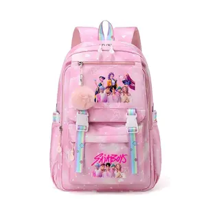 【NEW】1 pc, solid color backpack, women's backpack, Kpop style, printed with witch hunting group/celebrity pattern, zipper closure, fashionable and versatile, casual and trendy, suitable for school, sports, travel, and other occasions