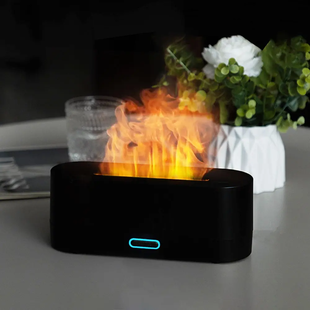 7-Color Flame Aroma Diffuser, USB Powered Humidifier with Auto Shut-Off, Bedroom Colorful Flame Humidifier, Adult Gift, Cool Room Decor, Fire Humidifier