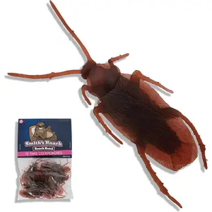 12 x Fake Roaches - Bag of Cockroaches That Look Real - Realistic Plastic Bugs - Hilarious Roach Pranks for Adults Kids - Shock Your Friends Family with Life Like Cockroach