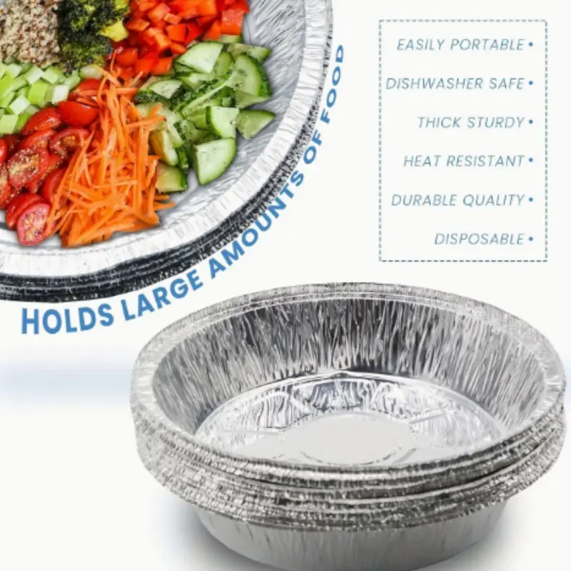 10-Pack Round Aluminum Foil Baking Pans, Ideal for Cooking, Air Fryer, Oven, Grill, Cake, Baked Goods, Desserts, Perfect for Home Kitchen Cookware