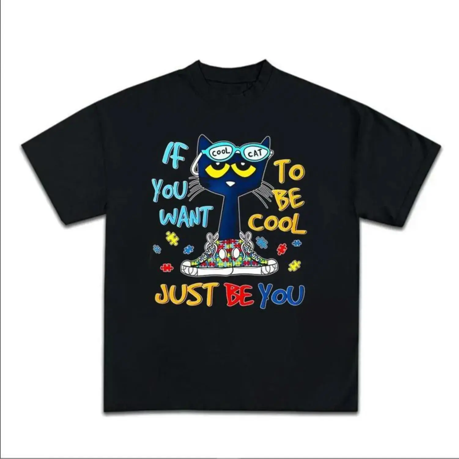 Pete The Cat Graphic Unisex Tee For Men And Women Featuring Cute Cartoon Character Design Perfect Gift For Childhood Memories Crewneck Short Sleeve Top
