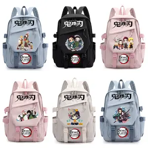 Demon Slayer Kimetsu No Yaiba Backpack Cute Q Version Tanjiro Nezuko Print Large Capacity Waterproof School Bag For Teen Boys Girls Daily Travel Rucksack