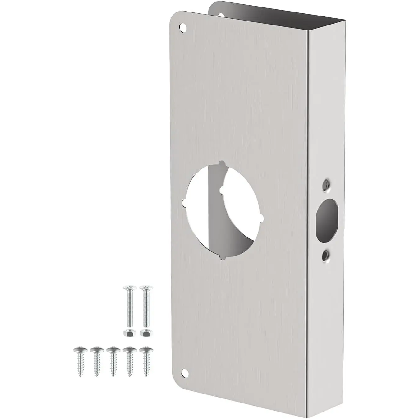 U 9585 Stainless Steel Lock Reinforcement Plate for /8 in Thick Doors | Door Lock Plates, Stainless Steel Finish Door Knob Plate, 1 Pack