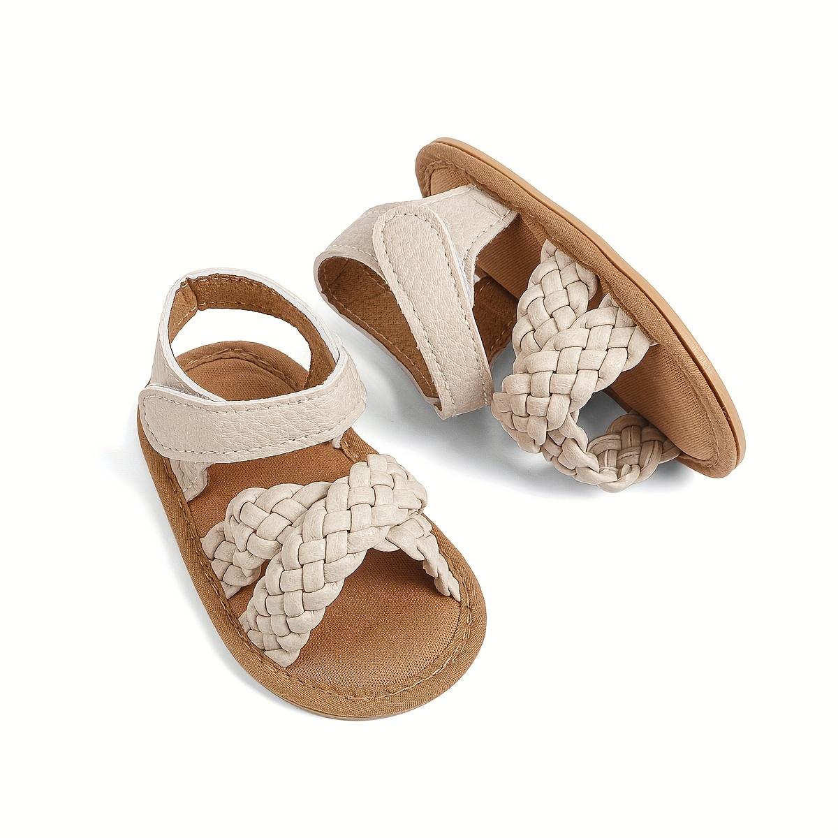 Casual Solid Color Open Toe Sandals Baby Girls, Breathable Lightweight Walking Shoes