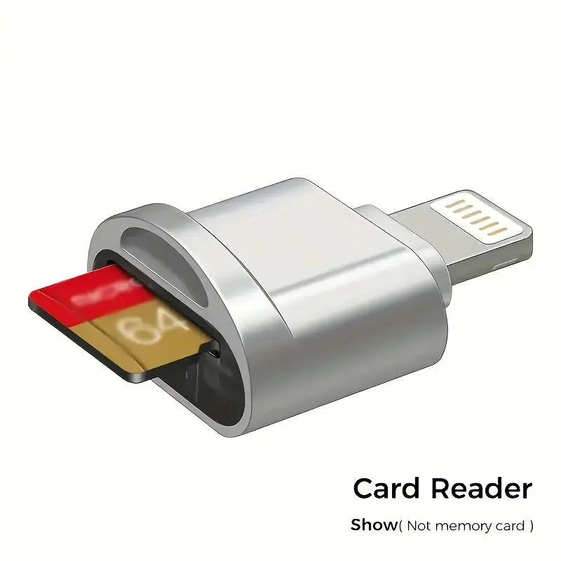 For iPhone 14 13 12 11 Adapter, Silver Color Lightning Port Reader, External Memory Card OTG Storage Adapter, Computer USB Car Use