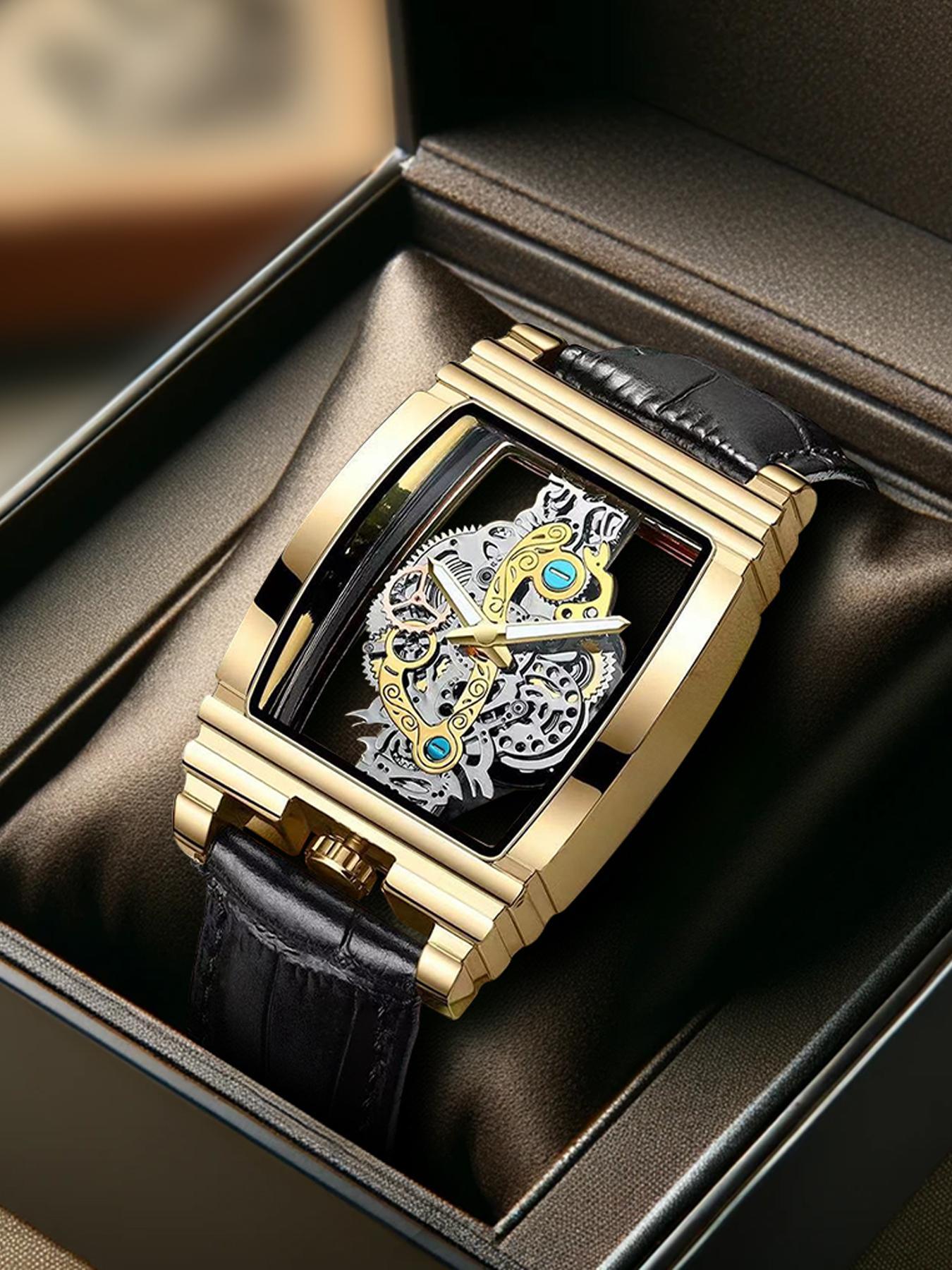 Men's Business Fashion Barrel Shaped, Fashion Watch for Party, Daily Clothing Decor, Trendy All-match & Exquisite Watch for Birthday Gift, Fashionable Wristwatch, Stylish Watch