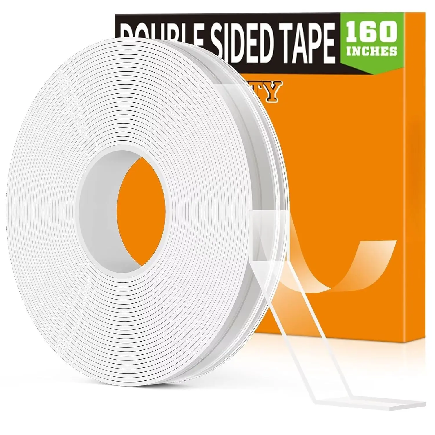 Double Sided Tape Heavy Duty, Double Sided Nano Mounting Tape (160 INCH), Clear Two Sided Adhesive Tape, Removable Picture  Wall Tape Strips, Carpet Decor Poster Tape for  Office Outdoor