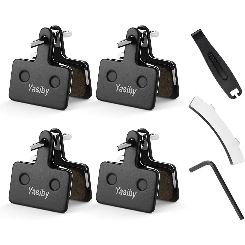 Bike Brake Pads, 4 Pairs Disc Brake Pads High-Performance with Installation Tools, Premium Semi-Metallic & Organic Resin MTB Bicycle Brake Pads Replacement Compatible with TRP Tektro Shimano Deore Br