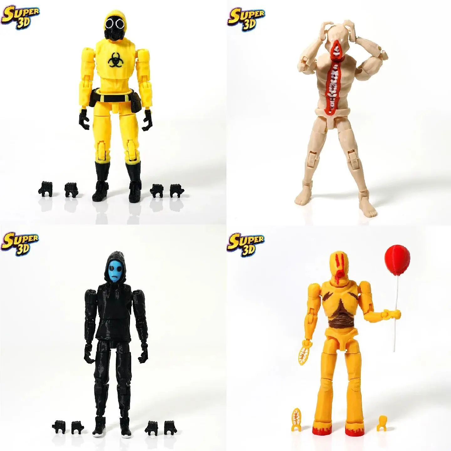 Escape the Backrooms Collectible Themed Figure - 3D Printed Posable Jointed Action Figure Doll, Articulating Figurines with Multiple Poses, Skin-Stealer, Partygoers, Experimenter Characters, Collectible Articulated Model