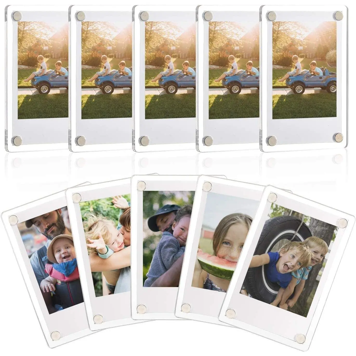 10 Pack Acrylic Fridge Magnetic Frame, 2.36x3.54 Polaroid Frame | Double Sided Transparent Photo Refrigerator Magnet Picture Frame for Fujifilm Instax Mini