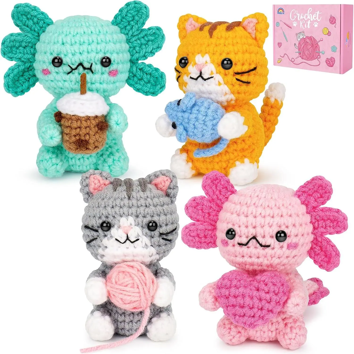 Crochet Kit for Beginners, Axolotls &  Crochet Kit for Adults Beginner, Complete Crochet  Starter Kit with Step-by-Step Video Tutorials, Easy Knitting Kit  Crafts Gifts