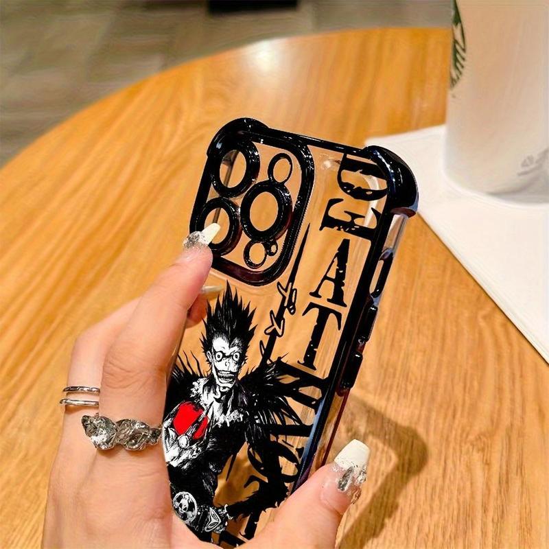 Japanese Anime Death Note Phone Case Compatible with iPhone 16 15 14 13 12 11 Pro Max X XR XS MAX 8 7 Plus Shockproof Transparent Soft Back Cover.QXD674 Protection Protective Black-Qxa674M73512