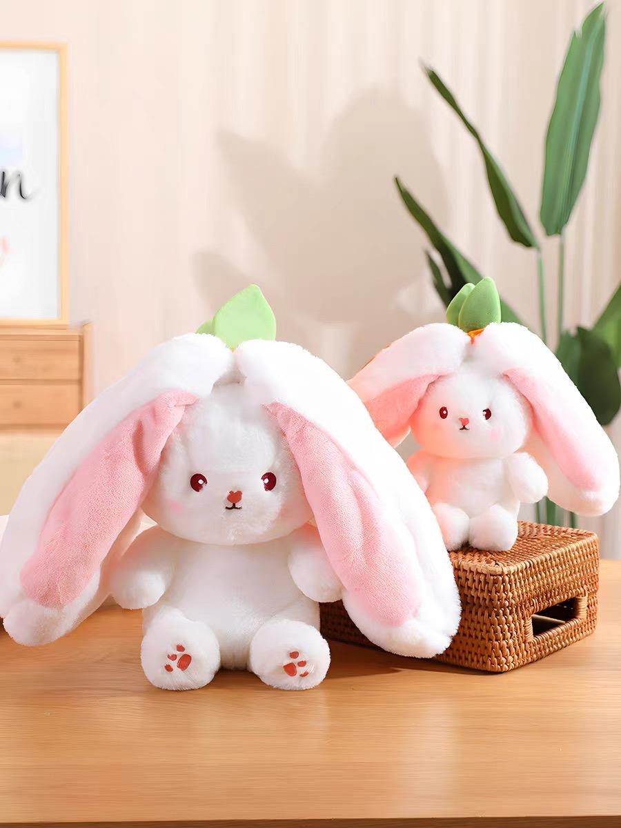 Cute Strawberry Bunny Plush Toy Soft Kawaii Stuffed Animal Gift for Kids Girls Hug Pillow Bed Decoration Birthday Present Furry Friends Plush Doll Animal Gift for Kids Girls Hug Pillow Bed Decoration Birthday Present Furry Friends Plush Stuffed Animal