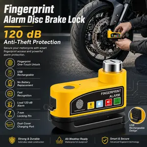 New Fingerprint Alarm Disc Brake Lock for Electric Scooter Motorcycle Bicycle, USB Charging Design, Secure Bike Lock, Modern Security Solution
