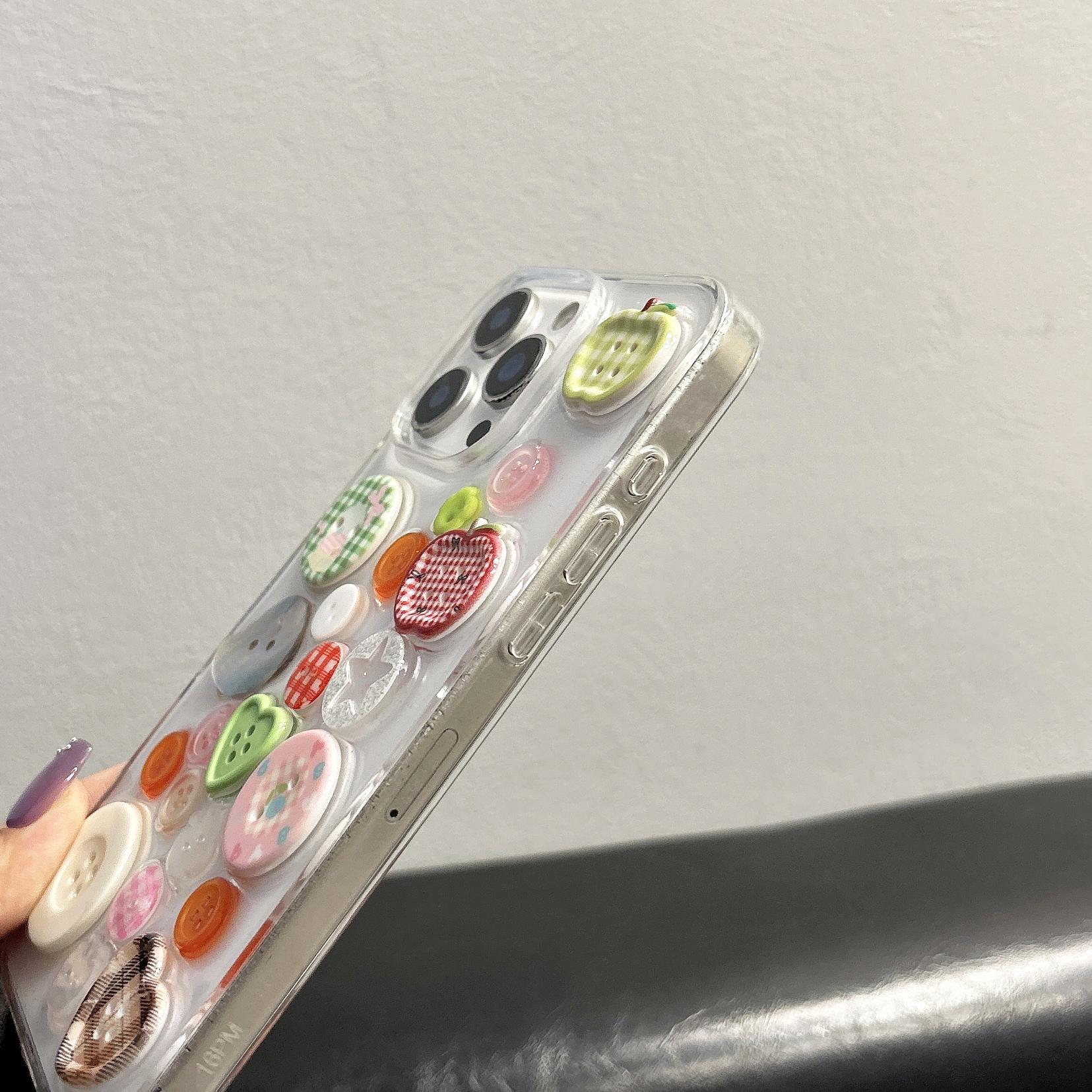 3D Button  Phone Case For iPhone 17 16 15 14 13 12 11 16 Pro Max 14 15 16 Plus Silicone Clear Transparent Protector Cover
