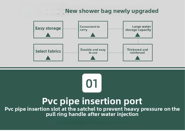 Outdoor camping shower bag 20L solar hot water bag for outdoor bathing and showering, portable shower and water storage bag