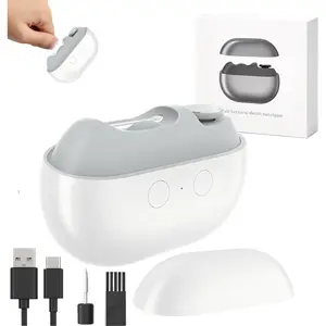3 in 1 Electric Nail Clipper for Seniors, Rechargeable Automatic Trimmer with LED Light & Nail File, Quiet Portable Grooming Tool for Fingernails & Toenails, White