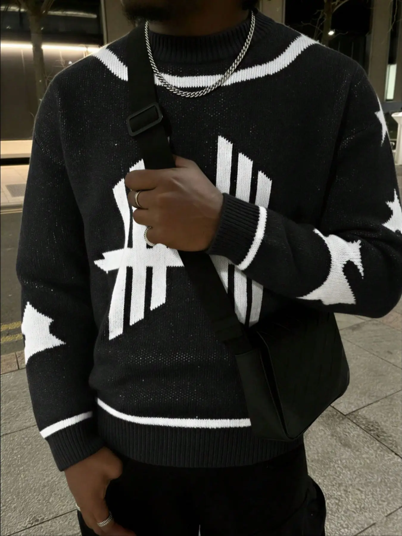Men's Round Neck Thick Knit Pullover Sweater, Casual Colorblock Knitted Jumper, Warm Winter Fashion, Comfortable Stylish Design