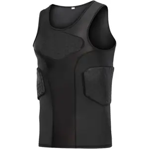 Men Sleeveless Padded Chest Protector Compression Vest Rib Sternum Guard for Adult Football Lacrosse Baseball Softball Rugby Basketball