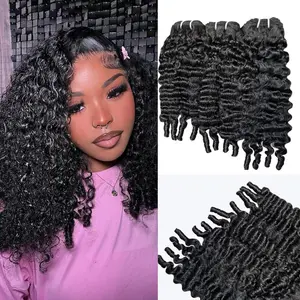 Remy Human Hair  Burmese Curly  Bundles 3PCS Curly Human Hair Extension Soft Defined Curls Full Thick Weave Natural Black Curly Bundle Can Be Dyed Salon Quality for   Black Women Summerwins