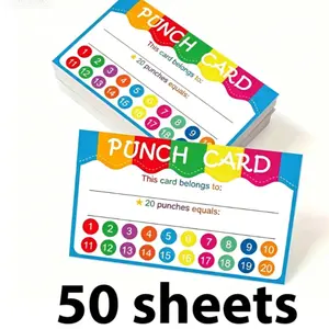 Bright 50pcs punch reward cards with 20 tracking circles each. Great classroom & home incentive tool. Write names & prizes, mark kids’ good deeds with a hole punch. Vivid rainbow design, sturdy paper for teachers and parents.