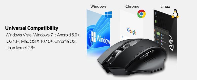 Wireless Rechargeable Mouse, Upgraded Visible Battery, 2400 DPI, Silent Ergonomic Design For Laptop, Mac, PC etc.