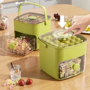 Press-type Ice Bucket Set, 1 Set 48-grid Ice Cube Tray with Lid & Storage Box & Ice Tongs, Ice Molds, Bar Utensils, Home Bar Accessories for Whiskey, Cocktail, Coffee & DIY
