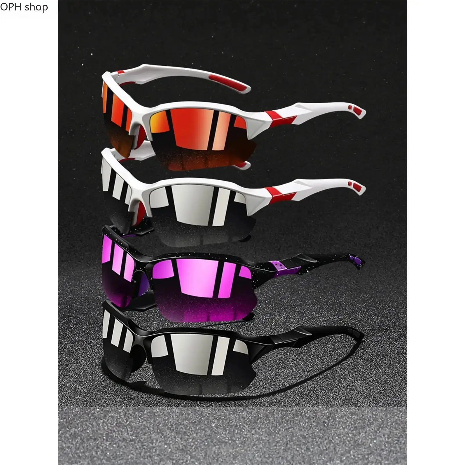 Unisex 4-Pack Light Weight Durable Outdoor Sports Sunglasses - Semi-Rimless Polycarbonate Bicycle Accessories, Riding Glasses with Secure Rubber Grips, UV Sun Protection, Diverse Lens Colors