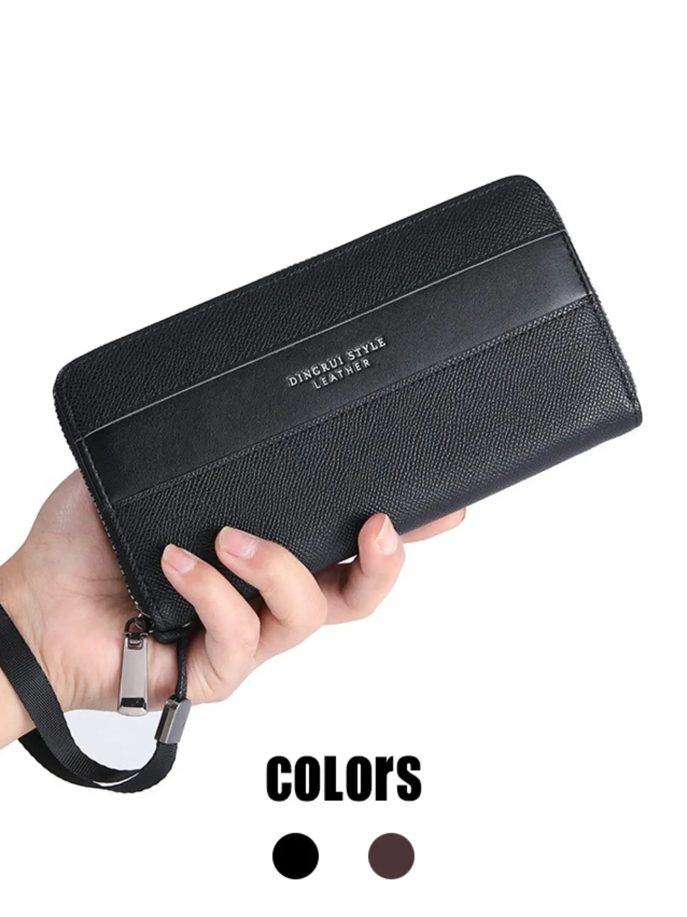 Men's Long Wallet Handbag, Large Capacity Phone Wallet, Multi-Card Design, Textured PU Leather, Multifunctional Business Bag, Travel & Gift