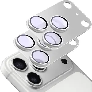 1 Pack Camera Lens Protector for Iphone 17 Pro Max/17 Pro, [Not Easy to Breakn ] AR Tempered Glass Strong Adsorption Metal Camera Cover Screen-Orange/Silver/Blue