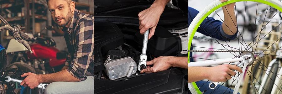 GARVEE Metric Ratcheting Wrench Set P-12 180° Flex-Head Cr-V Steel 9-18mm with Premium Roll-Up Storage Pouch, Polished Finish, 12-Piece Set