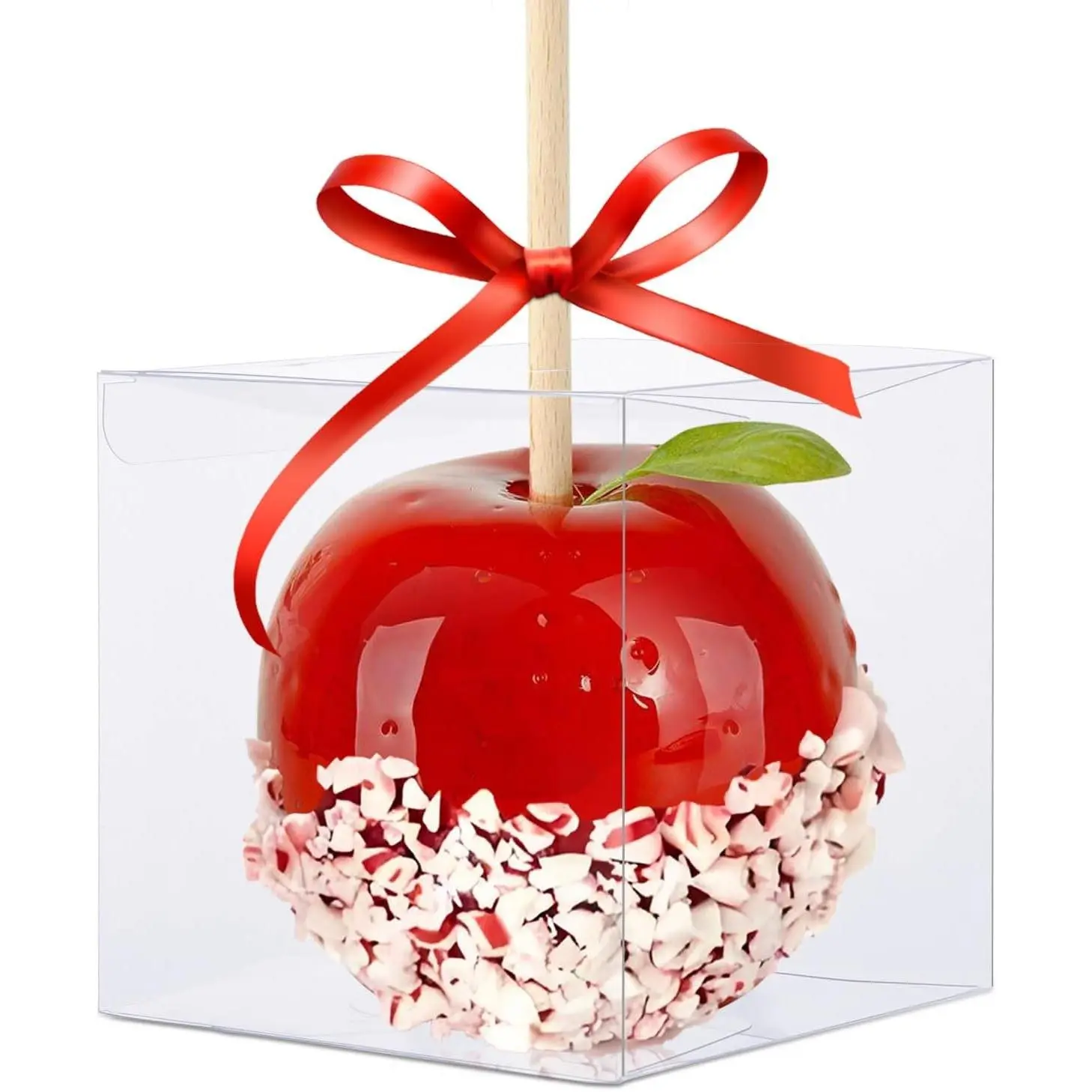 30 Pack Clear Candy Apple Boxes with Hole, 4x4x4 Inch Transparent Favor Boxes, Food-Grade Treat Boxes for Cake Pops, Caramel Apples, Chocolates, Cookies, Christmas GiftsGift