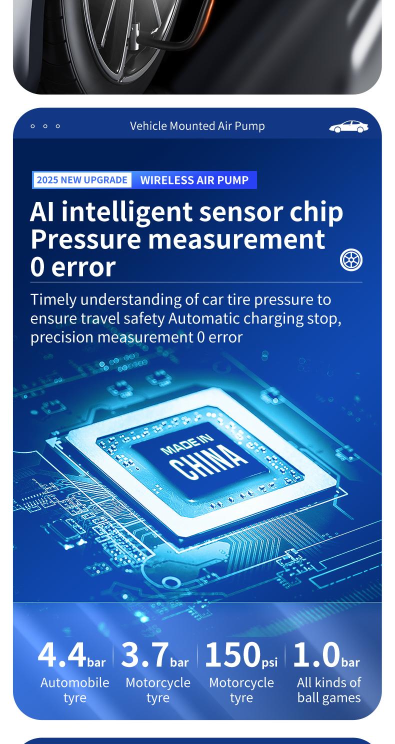 Portable Car Air Compressor, Car Tire Inflator with 4 Nozzles, 150PSI Electric Inflator with Digital LCD Display, Air Pump for Cars, Bicycles, Scooters, Motorcycles, Balls, A Christmas Gift for Dad