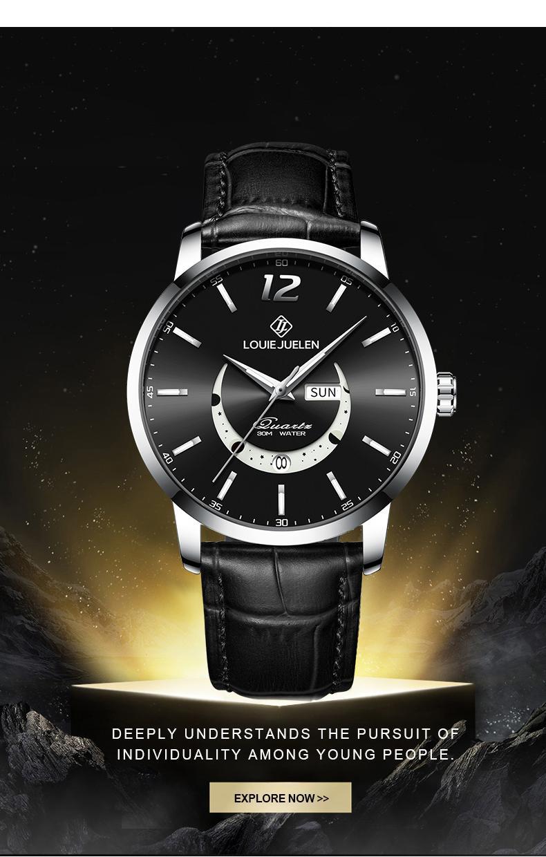 Swiss Luxury Business Chronograph: Genuine Swiss Movement,42mm Alloy Case&Leather Strap,Waterproof Luminous Dial with Calendar,Versatile Style for Work, Social&Leisure