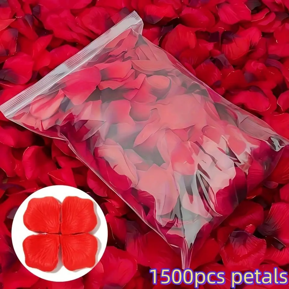 1500pcs Artificial Petals Per Bag, Wedding Rose Fake Petals, Realistic Flower Decorations, Ideal for Weddings, Engagements, Proposals, Valentine's Day