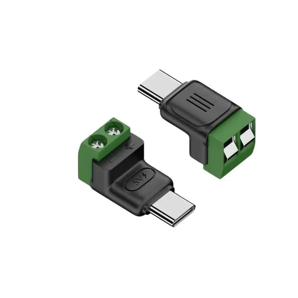 Type-C Male to Dual Pin 5v Terminal Connector, No Soldering Required, Quick Charger for Mobile Phones and Computers
