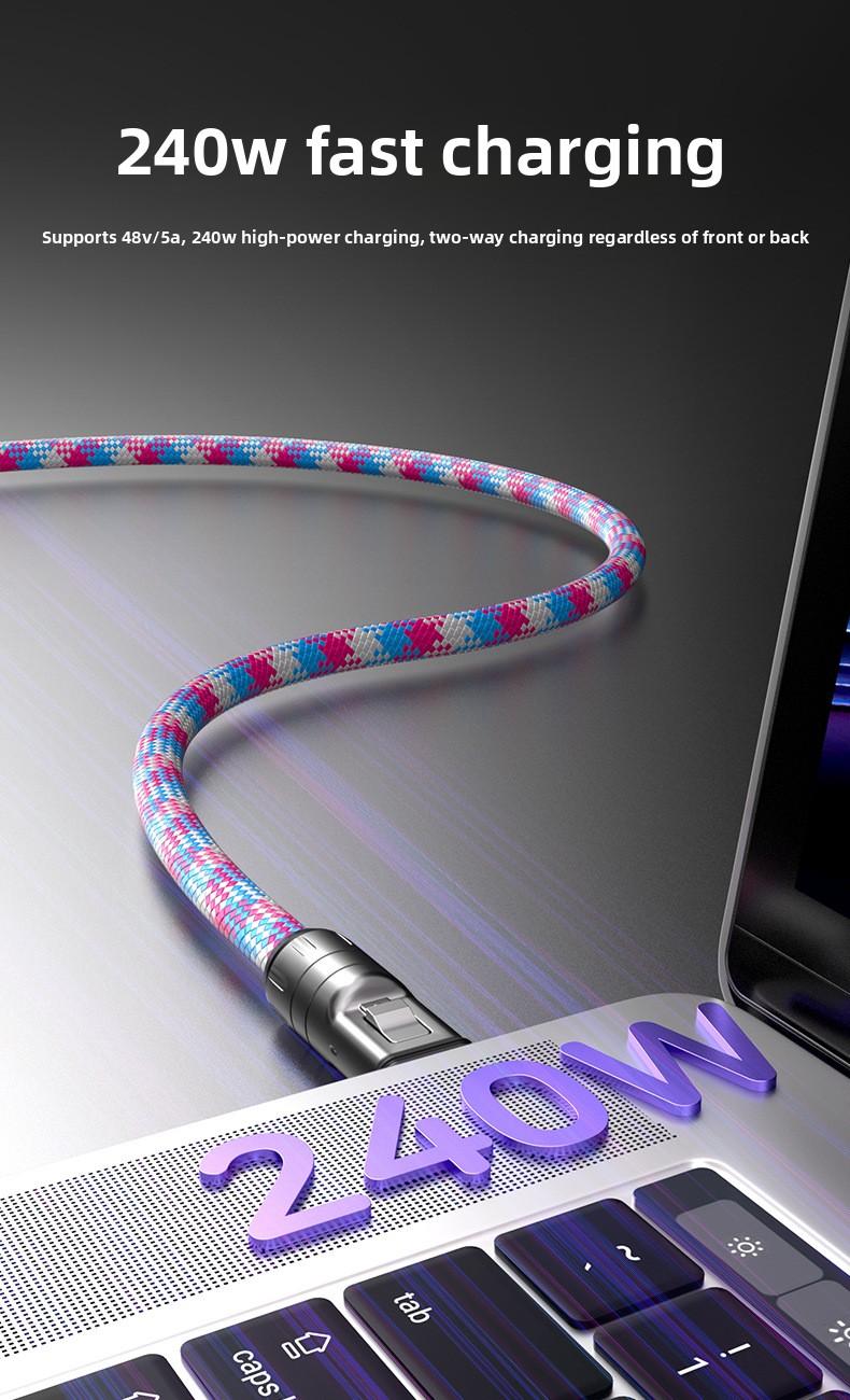 New 2-in-1 phone lanyard data cable PD240W super fast charging suitable for mobile phones and computers
